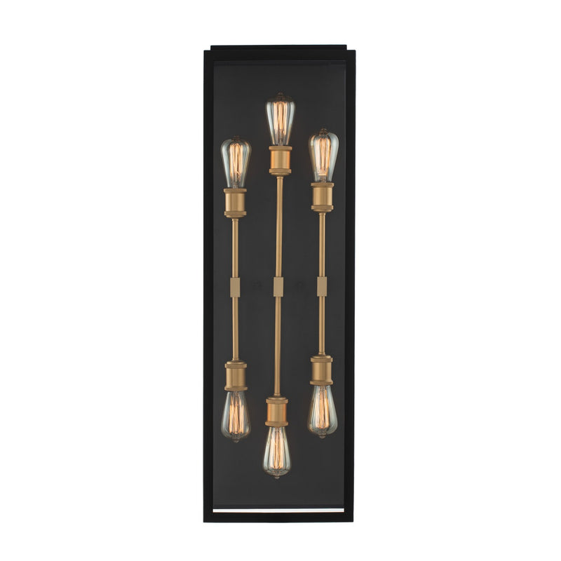 Kalco 405522BSG Six Light Wall Sconce, Matte Black w Sanded Gold