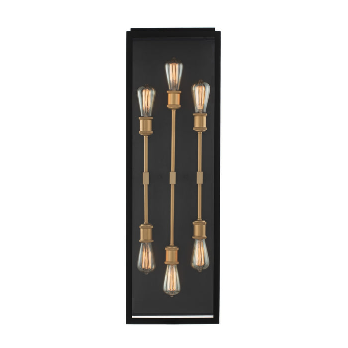 Kalco 405522BSG Six Light Wall Sconce, Matte Black w Sanded Gold