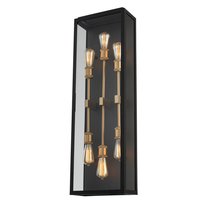 Kalco 405522BSG Six Light Wall Sconce, Matte Black w Sanded Gold