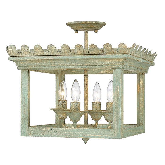 Golden 0838-SF VS Four Light Semi-Flush Mount, Vintage Sage