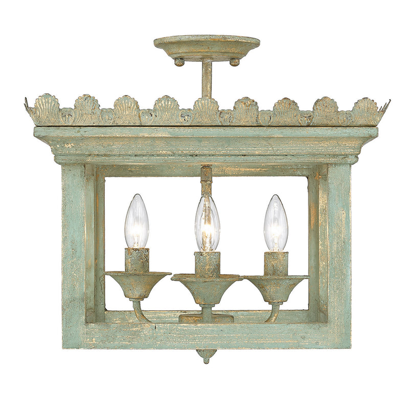 Golden 0838-SF VS Four Light Semi-Flush Mount, Vintage Sage