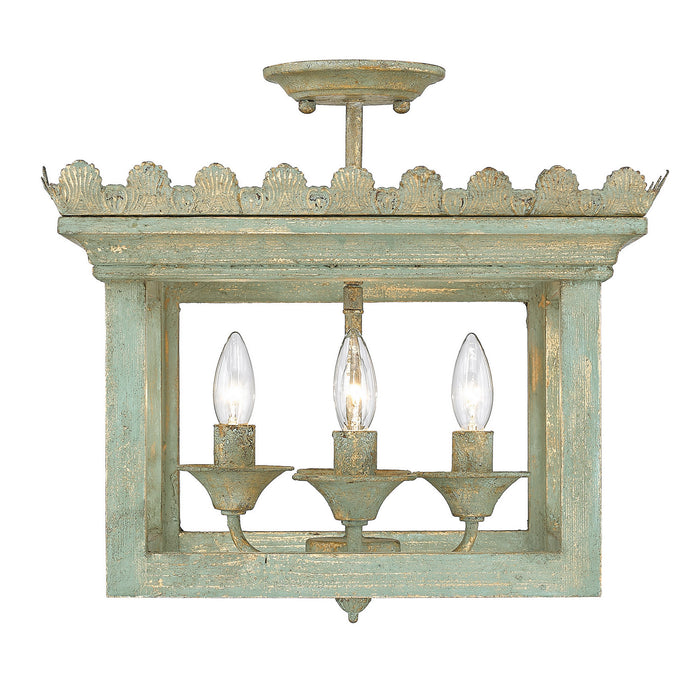 Golden 0838-SF VS Four Light Semi-Flush Mount, Vintage Sage
