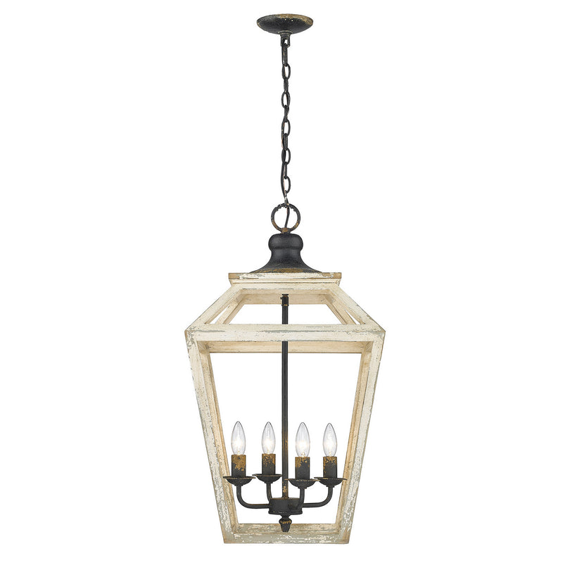 Golden 0839-4P ABI Four Light Pendant, Antique Black Iron