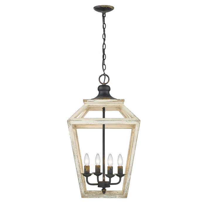 Golden 0839-4P ABI Four Light Pendant, Antique Black Iron