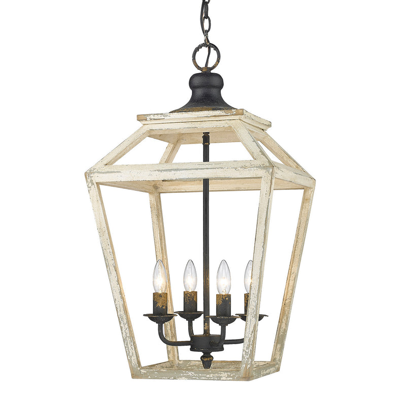 Golden 0839-4P ABI Four Light Pendant, Antique Black Iron