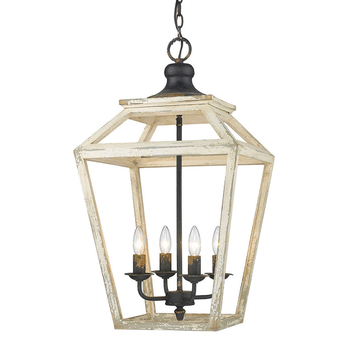 Golden 0839-4P ABI Four Light Pendant, Antique Black Iron