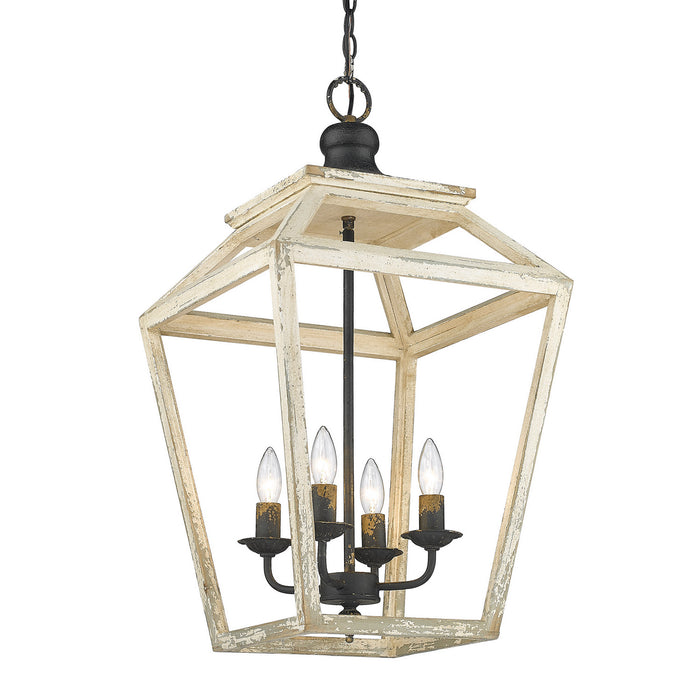 Golden 0839-4P ABI Four Light Pendant, Antique Black Iron