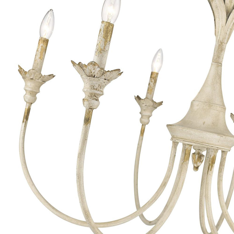 Golden 0846-6 AI Six Light Chandelier, Antique Ivory
