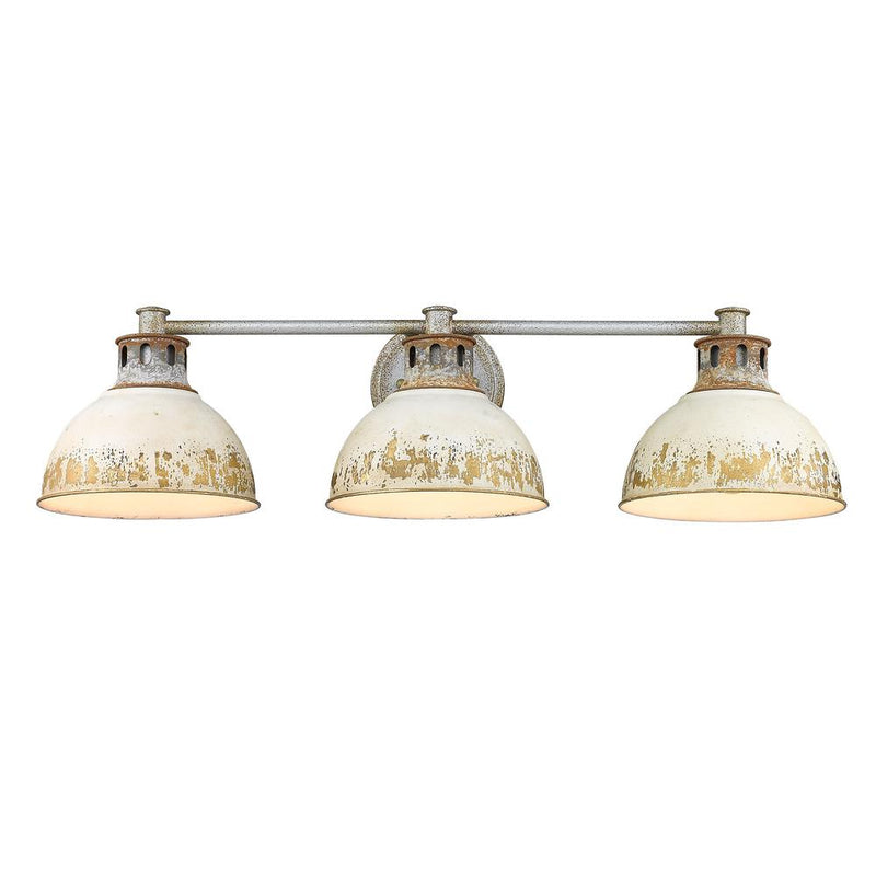 Golden 0865-BA3 AGV-AI Three Light Bath Vanity, Aged Galvanized Steel