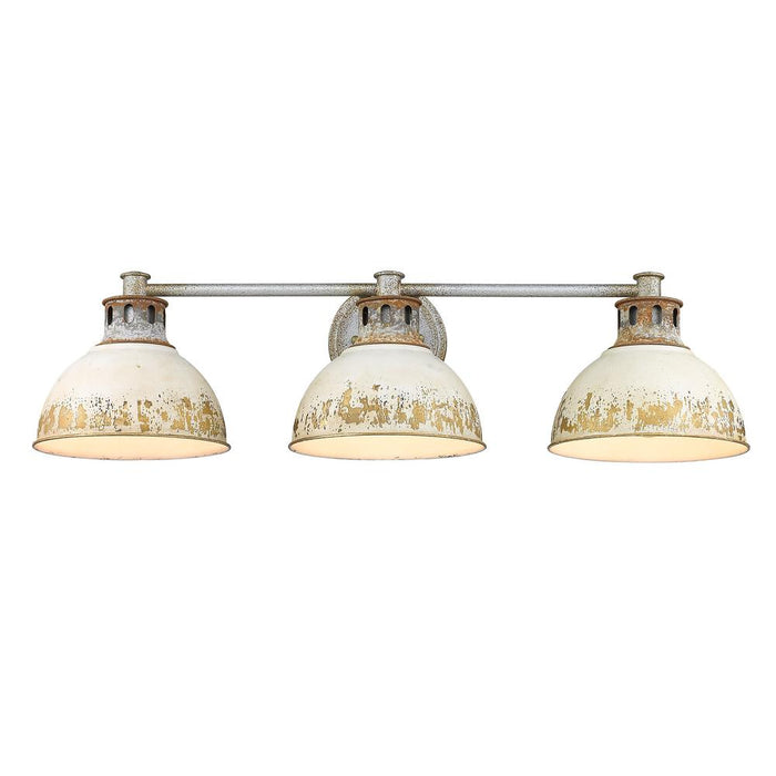 Golden 0865-BA3 AGV-AI Three Light Bath Vanity, Aged Galvanized Steel