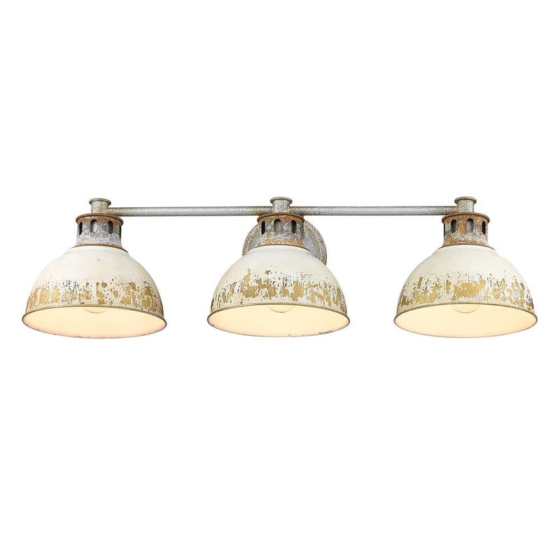 Golden 0865-BA3 AGV-AI Three Light Bath Vanity, Aged Galvanized Steel