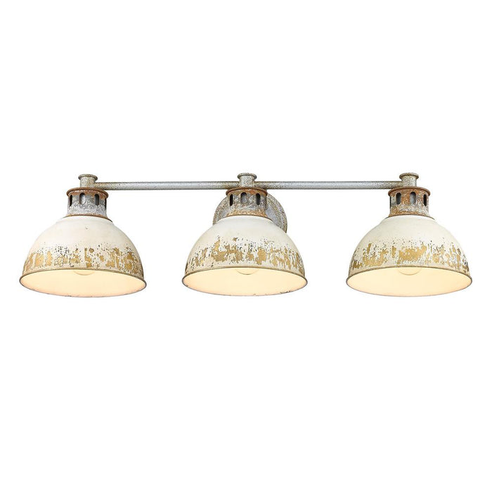 Golden 0865-BA3 AGV-AI Three Light Bath Vanity, Aged Galvanized Steel