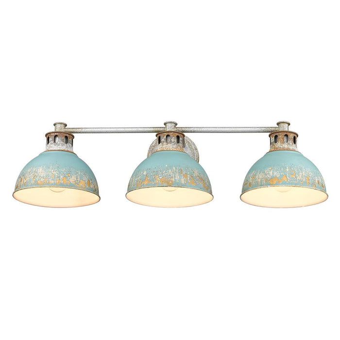 Golden 0865-BA3 AGV-TEAL Three Light Bath Vanity, Aged Galvanized Steel