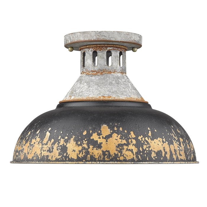 Golden 0865-SF AGV-ABI One Light Semi-Flush Mount, Aged Galvanized Steel