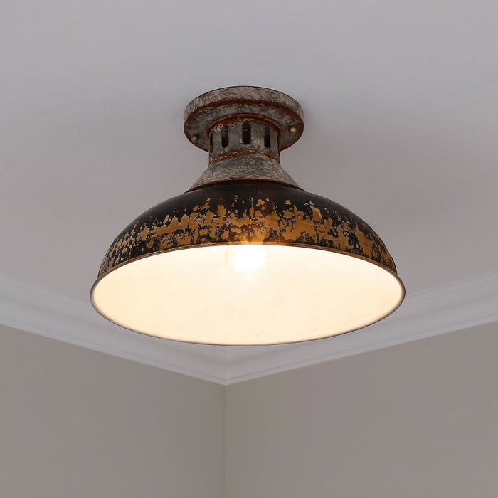 Golden 0865-SF AGV-ABI One Light Semi-Flush Mount, Aged Galvanized Steel
