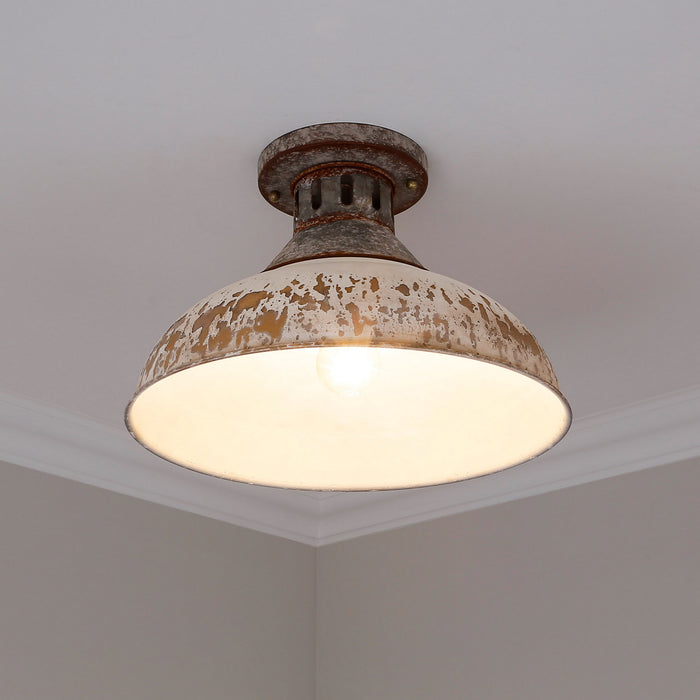 Golden 0865-SF AGV-AI One Light Semi-Flush Mount, Aged Galvanized Steel