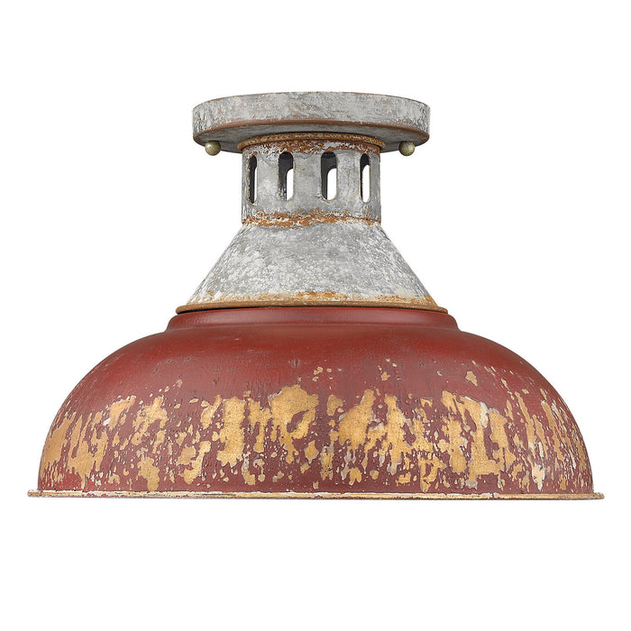 Golden 0865-SF AGV-RED One Light Semi-Flush Mount, Aged Galvanized Steel