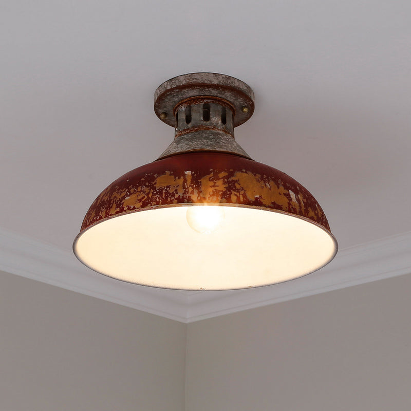 Golden 0865-SF AGV-RED One Light Semi-Flush Mount, Aged Galvanized Steel