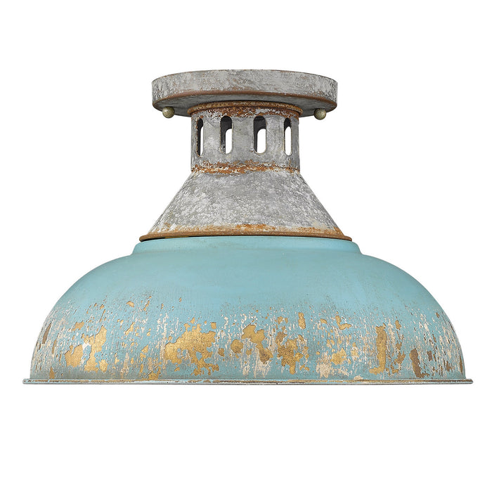 Golden 0865-SF AGV-TEAL One Light Semi-Flush Mount, Aged Galvanized Steel