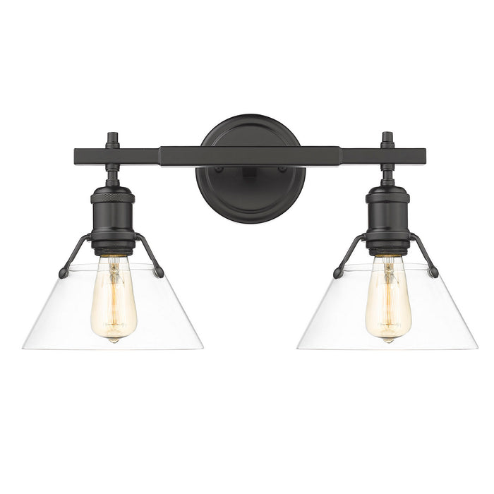 Golden 3306-BA2 BLK-CLR Two Light Bath Vanity, Matte Black