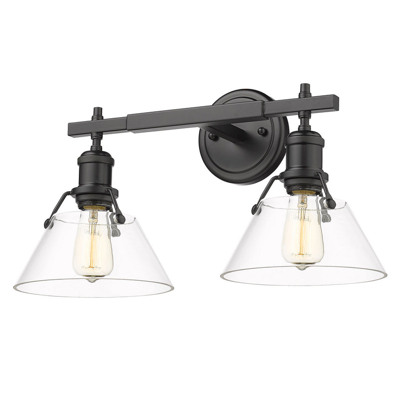 Golden 3306-BA2 BLK-CLR Two Light Bath Vanity, Matte Black