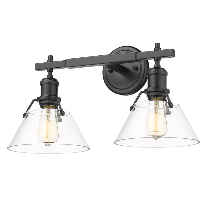 Golden 3306-BA2 BLK-CLR Two Light Bath Vanity, Matte Black