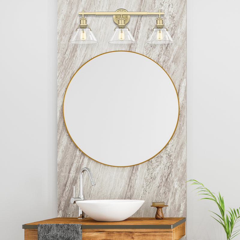 Golden 3306-BA3 BCB-CLR Three Light Bath Vanity, Brushed Champagne Bronze