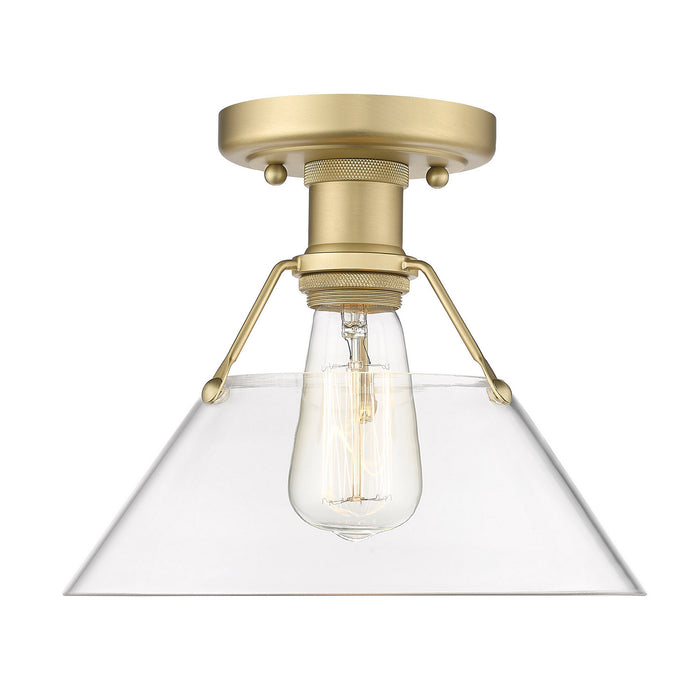 Golden 3306-FM BCB-CLR One Light Flush Mount, Brushed Champagne Bronze