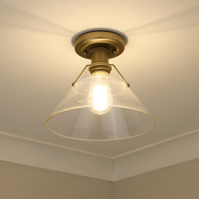 Golden 3306-FM BCB-CLR One Light Flush Mount, Brushed Champagne Bronze