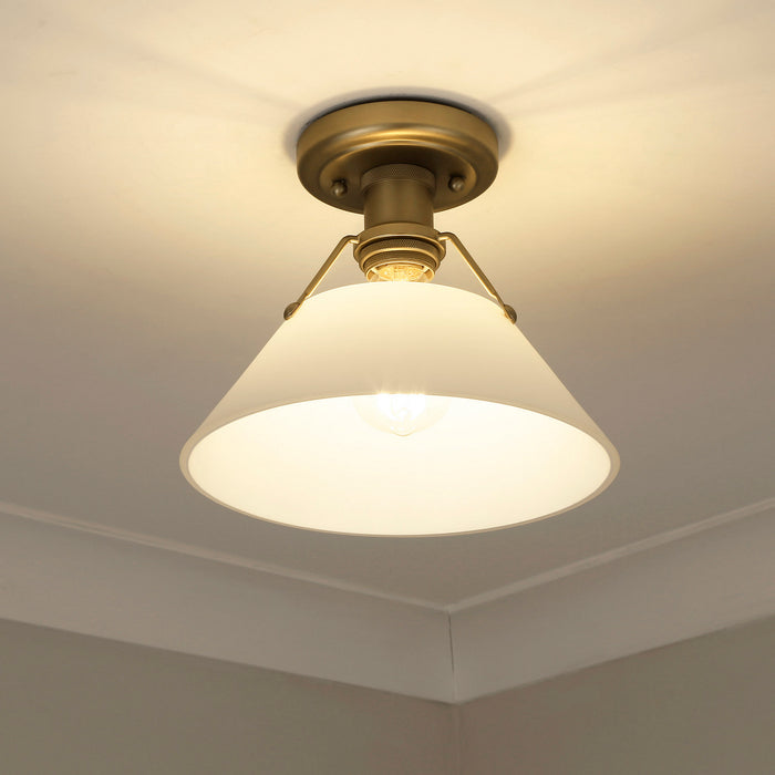 Golden 3306-FM BCB-OP One Light Flush Mount, Brushed Champagne Bronze