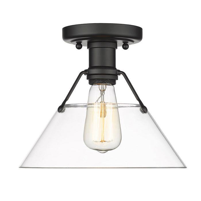 Golden 3306-FM BLK-CLR One Light Flush Mount, Matte Black