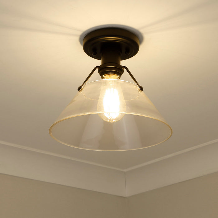Golden 3306-FM BLK-CLR One Light Flush Mount, Matte Black