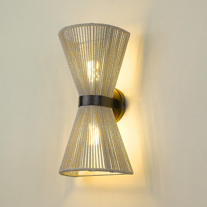 Golden 6938-2W BLK-BR Two Light Wall Sconce, Matte Black