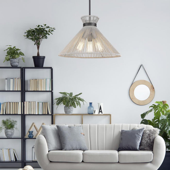 Golden 6938-3P BLK-BR Three Light Pendant, Matte Black