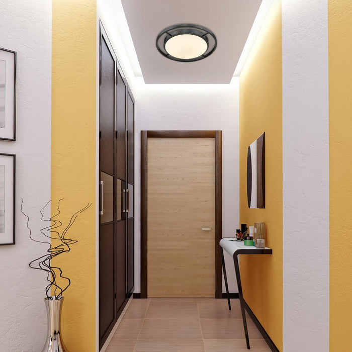 Golden 9130-FM17 BLK-OP LED Flush Mount, Matte Black