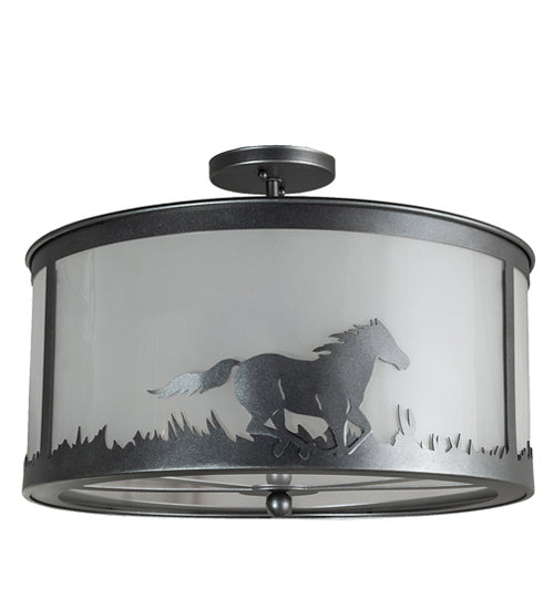Meyda Tiffany 236857 Two Light Semi-Flushmount, Blackened Pewter