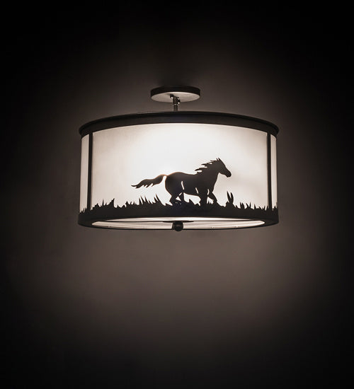 Meyda Tiffany 236857 Two Light Semi-Flushmount, Blackened Pewter
