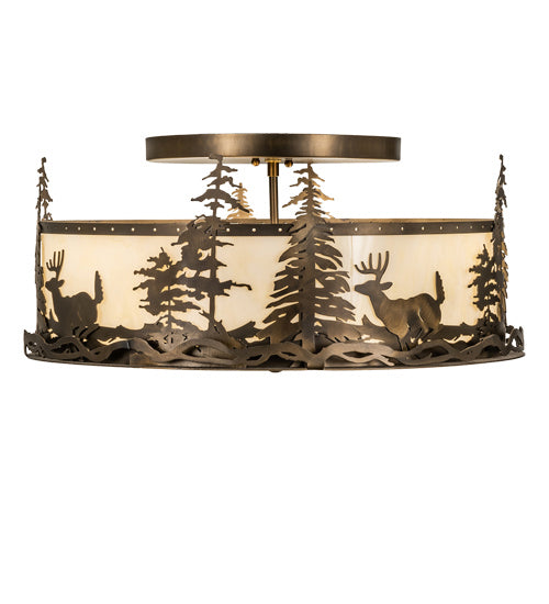 Meyda Tiffany 239334 Four Light Semi-Flushmount, Antique Copper