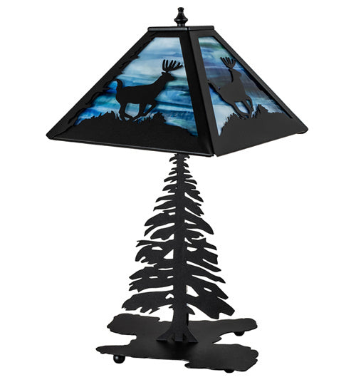 Meyda Tiffany 241050 Two Light Table Lamp, Black Metal