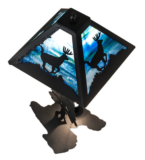 Meyda Tiffany 241050 Two Light Table Lamp, Black Metal