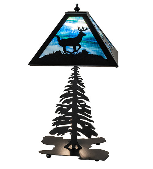 Meyda Tiffany 241050 Two Light Table Lamp, Black Metal
