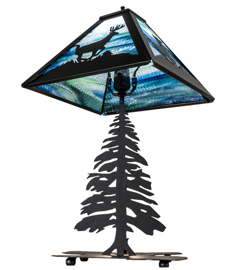 Meyda Tiffany 241050 Two Light Table Lamp, Black Metal