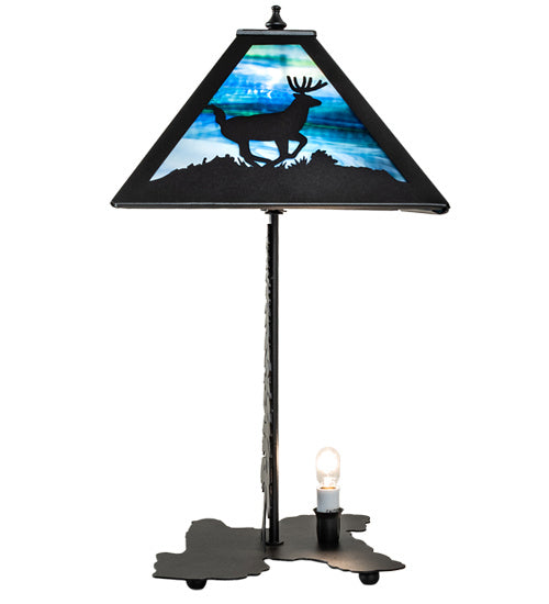 Meyda Tiffany 241050 Two Light Table Lamp, Black Metal