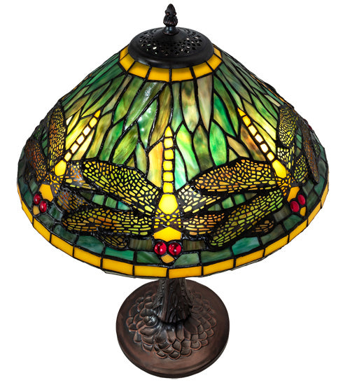 Meyda Tiffany 241975 Three Light Table Lamp, Mahogany Bronze