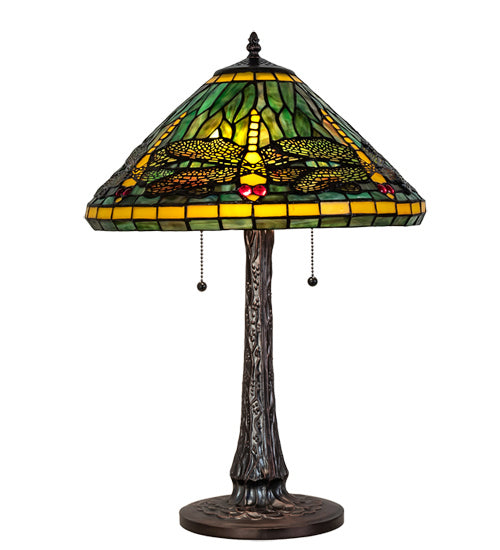Meyda Tiffany 241975 Three Light Table Lamp, Mahogany Bronze