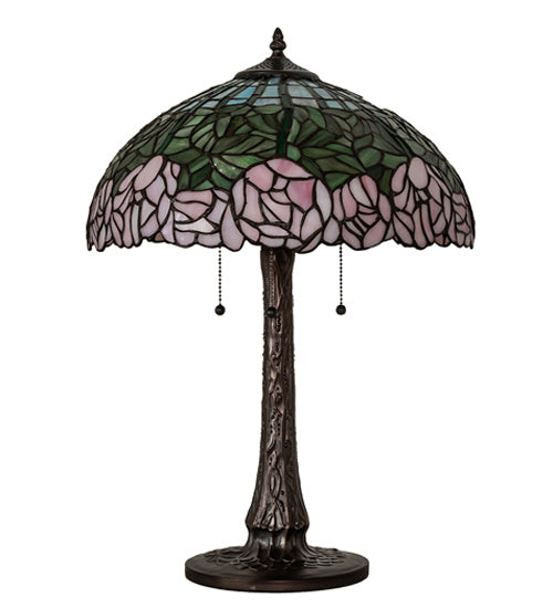 Meyda Tiffany 242043 Three Light Table Lamp, Mahogany Bronze