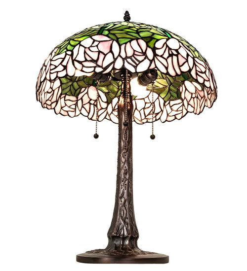 Meyda Tiffany 242043 Three Light Table Lamp, Mahogany Bronze