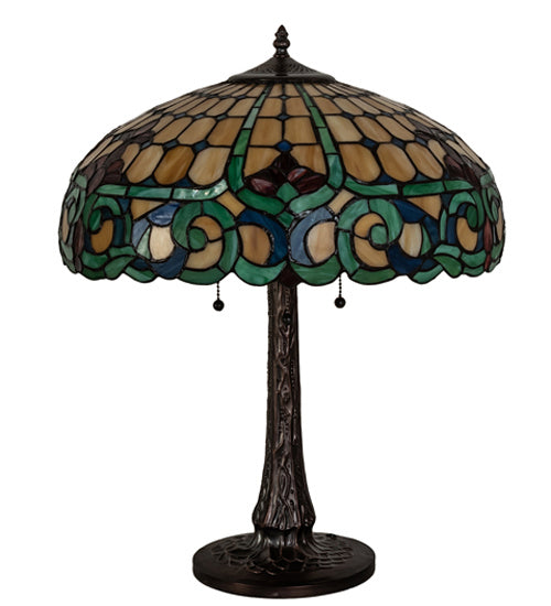 Meyda Tiffany 242088 Three Light Table Lamp, Mahogany Bronze