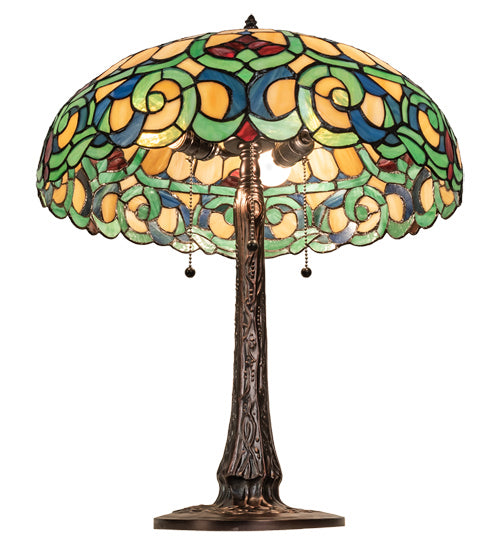 Meyda Tiffany 242088 Three Light Table Lamp, Mahogany Bronze