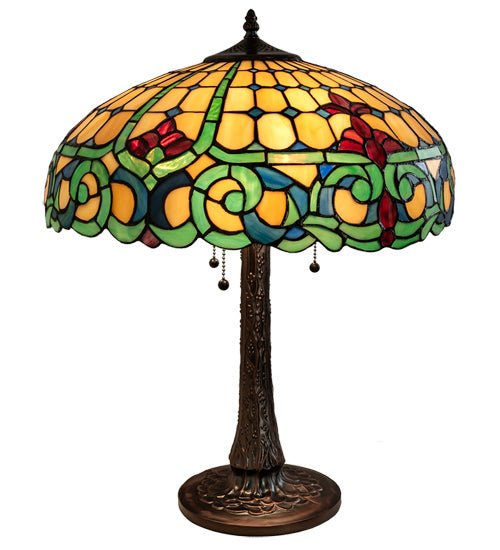 Meyda Tiffany 242088 Three Light Table Lamp, Mahogany Bronze